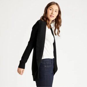 Quince Black 100% Cashmere Washable Open Front Cardigan - S